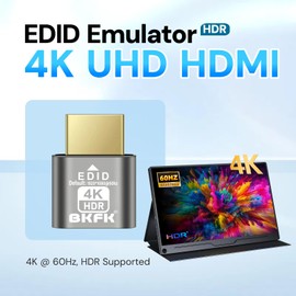 BKFK HDMI Dummy Plug 4K HDR, Headless Display Adapter,Virtual Monitor EDID Emulator,Supports up to 4k@60Hz,2K@60Hz,1080P@120Hz(4K-HDR(default1920X1080@60HZ-3P)