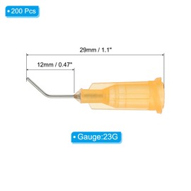 PATIKIL Blunt Tip Dispensing Needles with Bent Blunt Needle, 200 Pcs 0.5 Inch 23G Industrial Liquid Dispenser Needle with Lure Lock for Refilling Liquid Ink