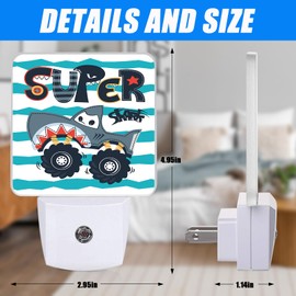 EMXION Shark Trucks Night Light,Cartoon Car Nightlight Plug into Wall,LED Lamp，Suitable for Bedrooms,Kitchens,Toilets,Etc.Auto Sensor Dusk to Dawn,Energy-Saving
