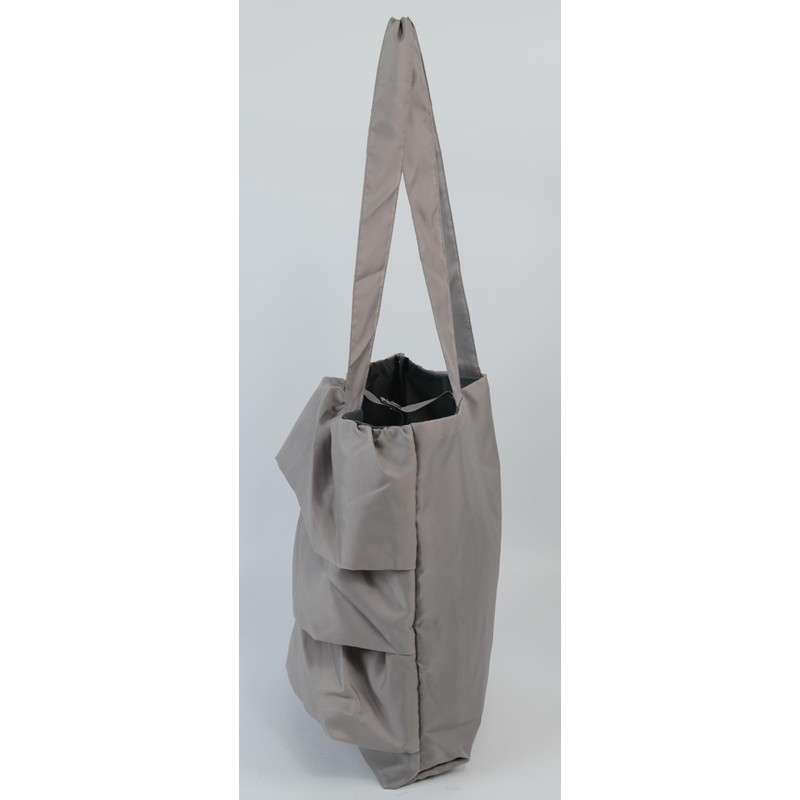 Friends Hill YW-297-341 Solid Ruffle Tote Light Gray