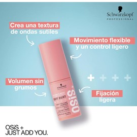 OSIS - Soft Dust Polvo de Volumen 10 g, Ideal para Cabello Largo, Fijación Ligera, Aporta Cuerpo, Cabello Suave y Flexible, Retiene Brillo Natural, Control Ligero, Crea Textura de Ondas Sutiles
