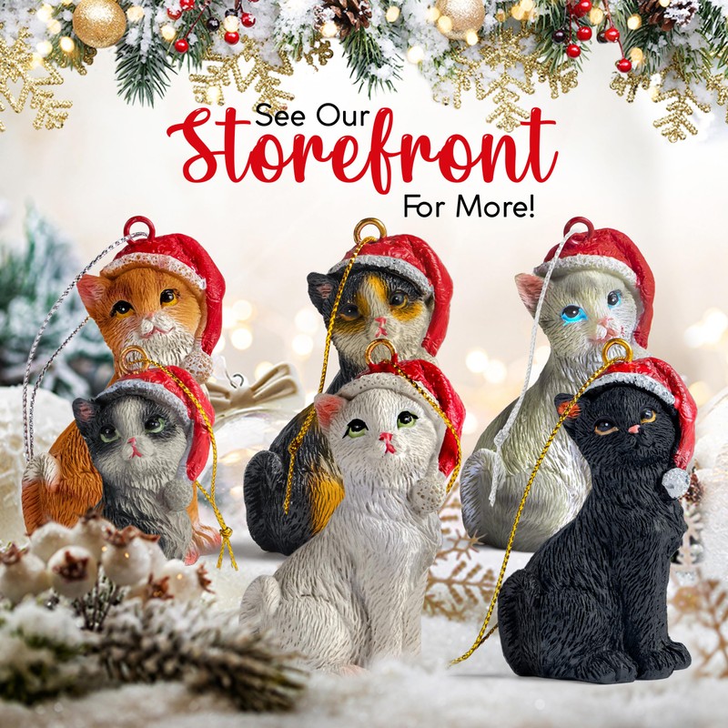 Cat Figurine Christmas Ornaments (Orange Tabby)