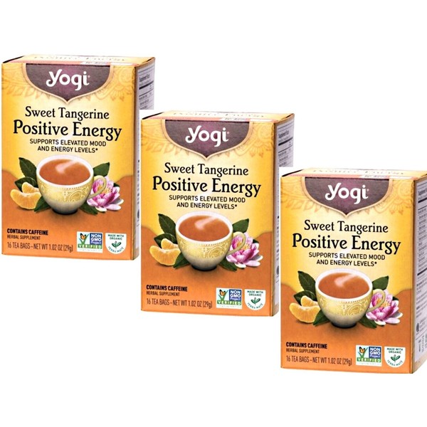 3 x 16 bags YOGI TEA Sweet Tangerine Positive Energy Herbal Tea Bags (Total: 48