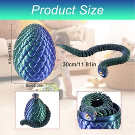 Joycabin 3D Printed Snake Toy, Easter 3D Printed Dragon Egg Snake Eggs, Easter Snake Eggs, 3D Printed Animals Toy for Children, Gifts, Desk, Home Decor (Blue Green)