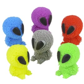 Alien Puffer Toys, 1.75 Inch Squishy Squeeze Toys, Party Favors and Classroom Prizes, 6 Assorted Colors (12 Pc Assorted)