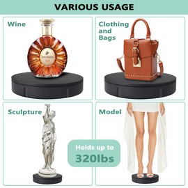 Prolee 360 Degree Rotating Turntable 12 Inch, 350lbs Capacity for Photography, Heavy Duty, Automatic Remote Control Display Platform with 5 Colour Surface Covers and Carry Bag