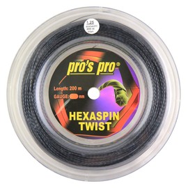 Pro's Pro Hexaspin Twist Tennis String Reel 200m (Black, 1.25mm)