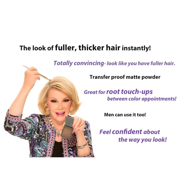 Joan Rivers Great Hair Day Fill-In Powder Duo- Root Cover Up for Thinning Hair - Thicker and Fuller Hair - 2 Pack (Brunette)
