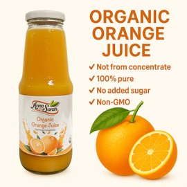 Anna and Sarah 33.8 Oz Organic Orange Juice - Glass Bottle (2 Pack) No Sugar, No Artificial Colors, No Preservatives, No Flavors Added,NOT from Concentrate