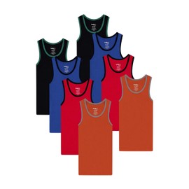 Buyless Fashion Boys Scoop Neck Tagless Undershirts Soft Cotton Tank Top (8 Pack) 9-10