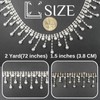 PEARLY JUN 2 Yards Pearl Rhinestone Trim Chain Silver Crystal