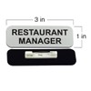 Restaurant Manager 1 x 3" Name Tag/Badge, Silver, (3 Pack)