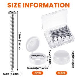 Zhengmy 3 Inch Shutter Screws and Caps Bulk Shutter Fasteners 304 Metal Stainless Steel Screws with Vinyl Caps for Outside Windows Hardware Railings Furniture(24 Set,White)