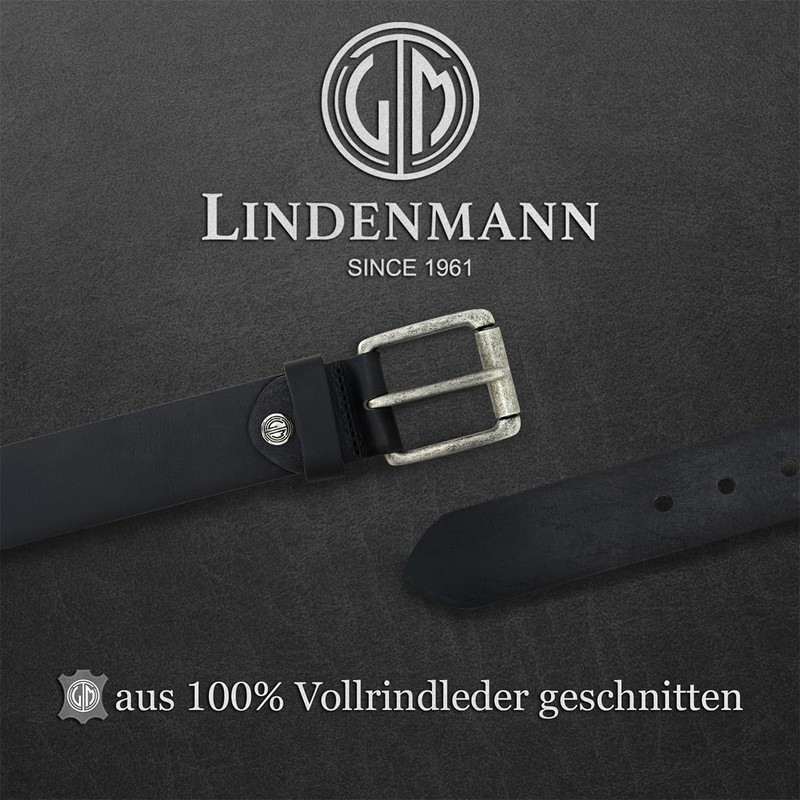 LINDENMANN Men's Leather Belt 40 mm Wide Belt Full Cowhide