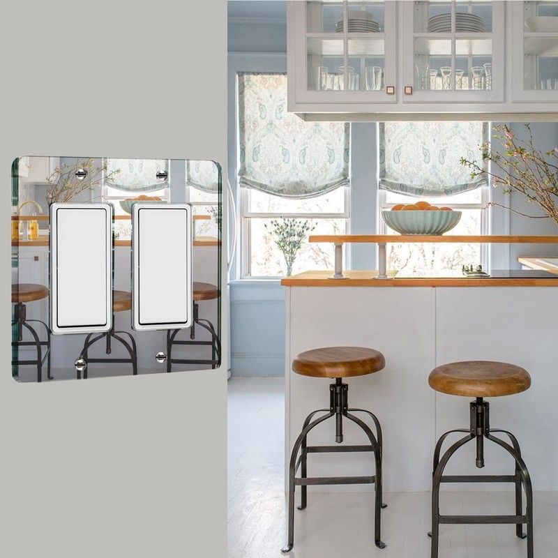Silver Mirrored Switch Cover - Durable Acrylic Decorative Double Gang