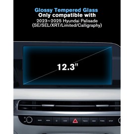 WEIPIN For Glossy Tempered Glass 2023 2024 2025 Hyundai Palisade 12.3 Inch Touchscreen Screen Protector - Palisade (SE/SEL/XRT/Limited/Calligraphy) Accessories