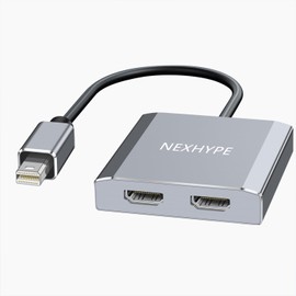 Mini DisplayPort to Dual HDMI Adapter,4K@60Hz MST Mini DP Source to HDMI Splitter Extended Display Adapter for Dual Monitors,Mini DP to 2 HDMI Converter for Laptop/PC/Monitor/Projector and More