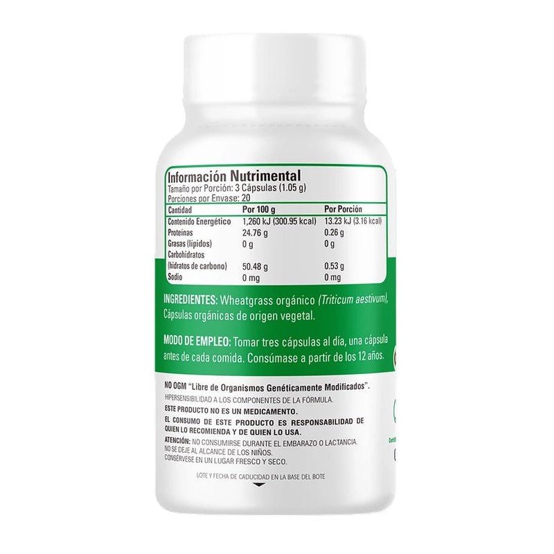ORGANIC SIDE WHEATGRASS ORGÁNICO 350MG 60 CAPSULAS