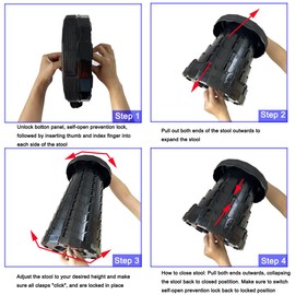 Portable Telescopic Folding Camping Stool Adjustable Retractable Telescoping Collapsible Stool for Adults Outdoor Camping Fishing Hiking Concerts Theme Parks,Gardening Queue Travel BBQ (Black)