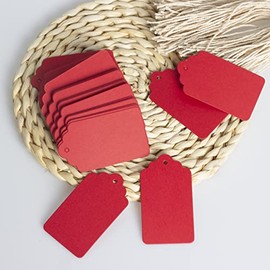 100 etiquetas de regalo colgantes de papel rojo, etiquetas en blanco con cuerda para manualidades y regalos caseros