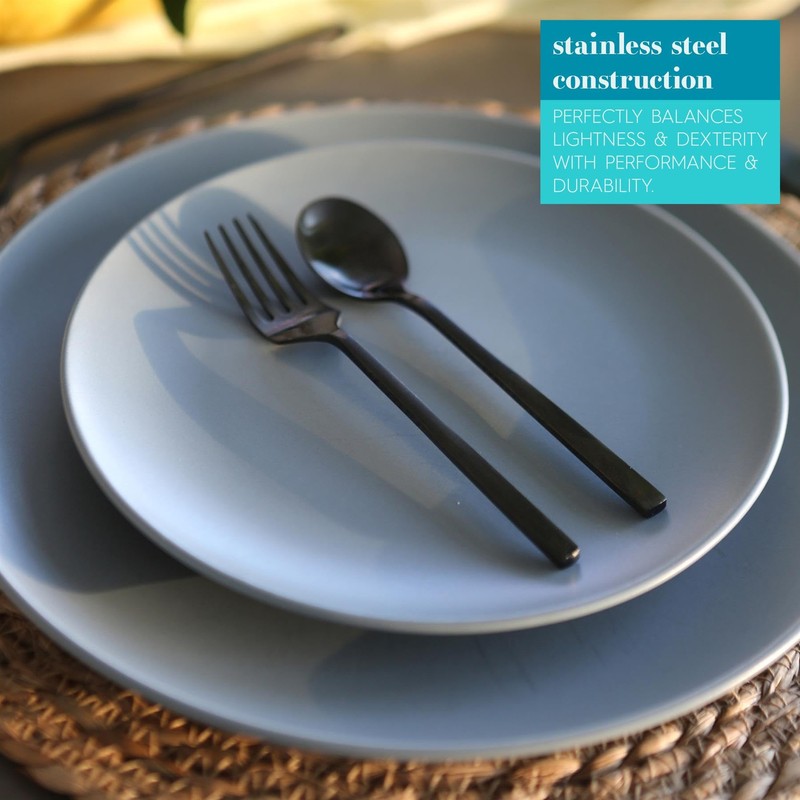 Argon Tableware Stainless Steel Teaspoons - 14.5cm - Black -