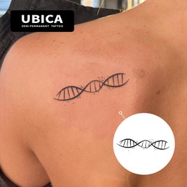 UBICA Temporary Tattoos Adult, 2 Sheets Fake Tattoos, Realistic And Long-Lasting Non-Reflective, Waterproof For 1-2 Weeks, DNA Tattoo Design 3x3in