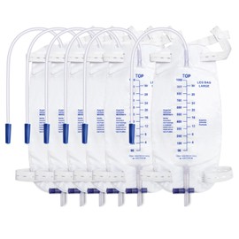 Foley Catheter Leg Bags for Men with 6 Pack, Catheter Bags 1000ml for Men, Urine Bags for Splash-Resistant Drain Design