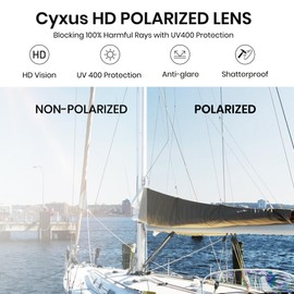 Cyxus P1131 Over Sunglasses, One-Piece Polarized Lenses, UV Protection, Ultra Lightweight, TR90 Material, For Fishing, Driving, Unisex, Fashionable, 01-black