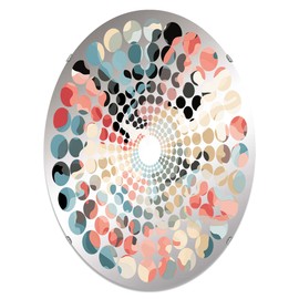 DesignQ Pastel Currents Blend - Camouflage Radial Dot - 20x30 Inches - Oval Decorative Wall Mirror for Bathroom, Bedroom, Entryway, Living Room, Vanity Room and Modern Décor