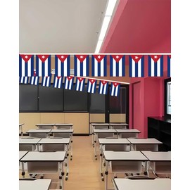 10 Meters Cuba Miniature String Pennant Flag,30 PCS Cuban Small Bunting Banners,32 FT Decorations For Outdoor Indoor House Home Office Meeting Party