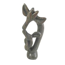 The Friendly Trading Co African Shona Sculpture in Serpentine Stone Kissing Giraffes 8 inch / 20 cm African Art