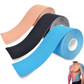 Kinesiology Tape, Waterproof & Skin-Friendly Kinesiology Tape, for Knee Pain, Elbow and Shoulder, 3 Rolls of Kinesiology Tape, 5 m x 5 cm