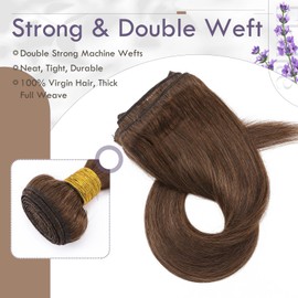 Elailite Real Hair Bundles, Hair Extensions, Sew-in Bundle Hair Extensions, Brazilian 100% Human Hair, 100 g, 40 cm, #4 Medium Brown