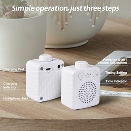 Portable White Noise Machine Baby, FANSBEN 13 Soothing Sounds Therapy Super Mini Sleep Sound Machine for Sleeping Babies Adults with Adjustable Volume for Home Office Travel, White