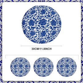 12 Pcs Chinoiserie Paper Lantern Set Blue and White Porcelain Print Round Lantern Chinese Hanging Paper Lantern for Ceiling Wedding Birthday Party Home Décor