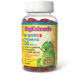 Natural Factors Natural Factors Big Friends KIDS Vitamin D3 600 IU, 60 Gummies, Natural Strawberry Flavour, Allergen-Free, Vegetarian-Friendly, Supports Healthy Immune System & Bone Health, Proudly Canadian