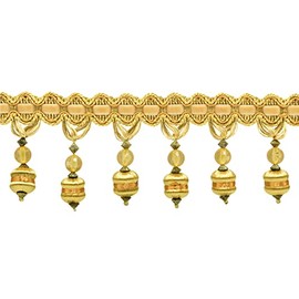 DÉCOPRO 7.5cm (3") long Noblesse Collection Beaded Tassel Fringe Trim (Style# BFH3) Canary Gold Gold Multicolor #4875 (Dark Gold, Yellow Gold) Sold By The Yard (0.9m/3 ft/36)