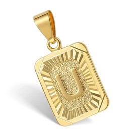 Hermah Initial A-Z Alphabet Capital Letter Pendant Necklace For Men Women Golden Color 3mm Stainless Steel Twisted Rope Link Chain Jewelry Daily Wear:_U_24inch