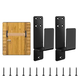 2x4 Door Barricade Bracket, 2 Pack Open Bar Holder, Heavy Duty Door Bar Holder, Carbon Steel Security Bar Holder for Doors, Thickened Metal Door Barricade Bracket with Screws, Black