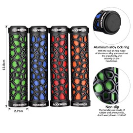 ROCKBROS Bicycle Handlebar Grips Aluminum Alloy Double Lock-on Bike Grips Anti-slip Lightweight Handlebar Grips for MTB Road Bike 4 Colors