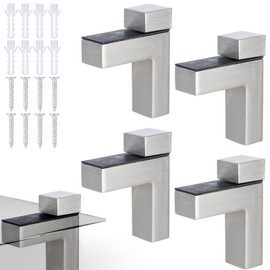 4 Pcs Solid Metal Adjustable Wood/Glass Shelf Bracket Wall Mount, Wood/Glass Shelf Wall Brackets