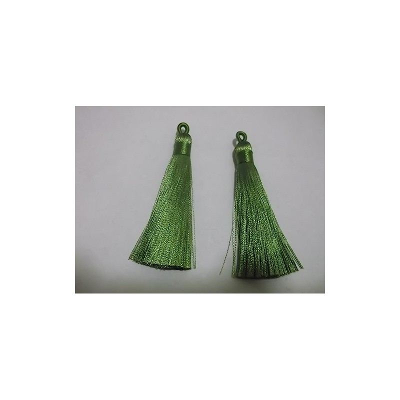 5pcs Olive Green Silky Soft 8cm-9cm Tassels with Hanging Loops
