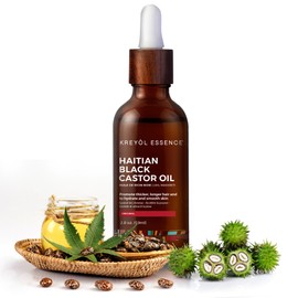 Kreyol Essence - 2 Oz Original Haitian Black Castor Oil, Glass Bottle - Thicker Brows & Longer Eyelashes, Paraben Free, Natural Ingredients