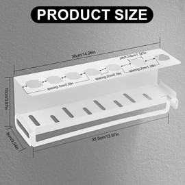 iulrtba Föhnhalter Wand Ohne Bohren, Wandhalterung Halter für 7 In 1 Styler Lockenstab Zubehör, Föhn Halterung für Dyson Airwrap Zubehör, für Bad Barbershop (Weiß)