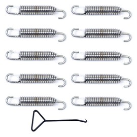 GZLCEU 10 x Motorcycle Exhaust Springs Stainless Steel Exhaust Spring 58 mm with Spring Hook for Silencer Connection Pipe of Motorcycle Scooter ATV (Silver)