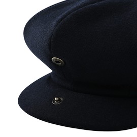 JANGOUL Men Wool Blend 8 Panel Newsboy Cap Tweed Cabbie Hat Snap Brim (Navy, 7 3/8)