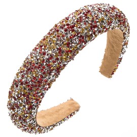 scicent Makeup Headbands Reddish Yellow Head Band Cute Fashion Sparkling Bling Hairband Hair Accessories Crystal Diamond Rhinestone Headwear Birthday Party Gifts for Women Bride - 25421