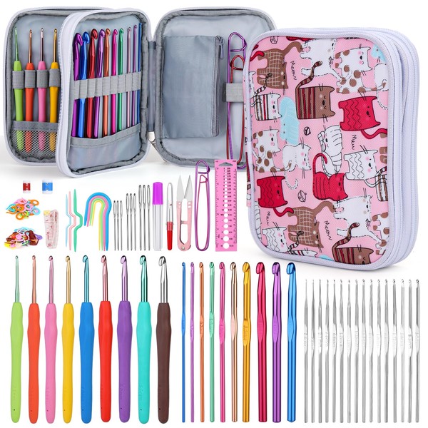 101 Pack Crochet Hook Set, 35 Pcs Ergonomic Crochet Hook,