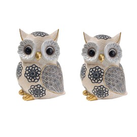 Betterlifewj 2 Pack Cute Owl Statues, Perfect for Home Decor, Office, Shelf Decor for Owl Lovers.