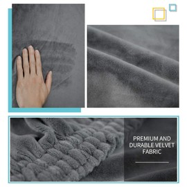 DUJUIKE Large Ottoman Covers Slipcover, Velvet Square Ottoman Covers Protector for Footrest Foot Stool Stretch Comfortable Velvet with Elastic Bottom (Grey, Length&Width:35-44"/Height:15-20")